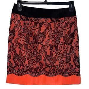 NWT! The Limited Orange with Black Lace Pencil Skirt - Size 6